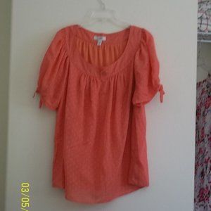 dressbarn Orange Dotted Swiss Short Sleeve 18/20W Tunic